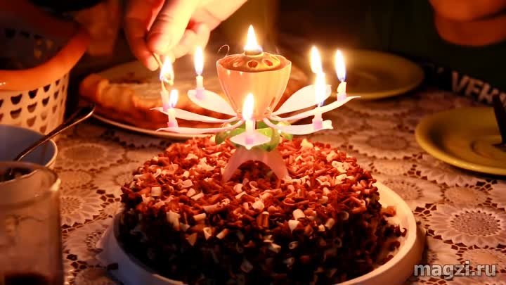 Музыкальная свеча Лотос на торт