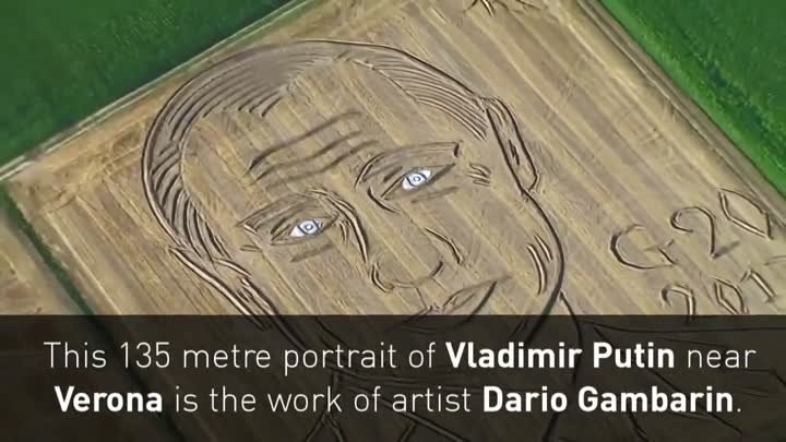 Итальянский фермер с помощью трактора и плуга создал на поле портрет ...