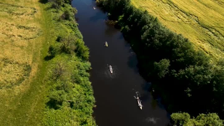 Байдарки идут! Видеосъёмка с дрона. Vodnic.by - сплав по реке на бай ...