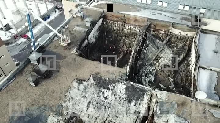 Кадры с коптера ТЦ «Зимняя Вишня» после пожара