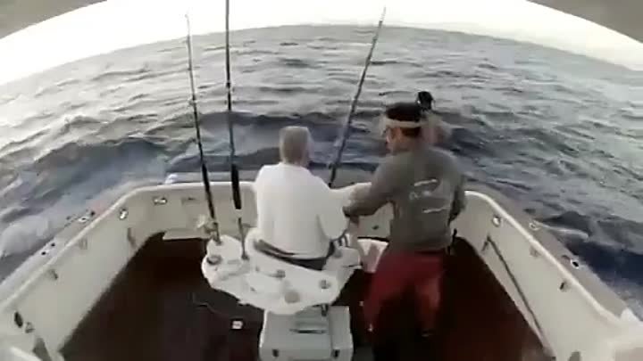 поймали большую рыбу