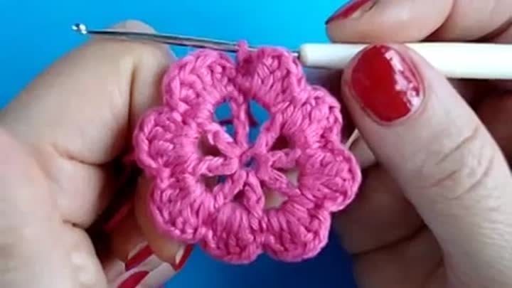 №20 Цветок для квадратного мотива крючком Crochet flower pattern