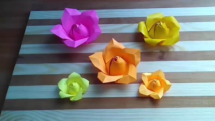 Оригами Роза из Одного Листа Бумаги Без Клея. Роза Naomiki Sato из П ...