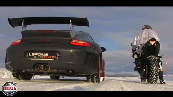 EXTREME 258 KM-H SUR LA GLACE - MATCH PORSCHE GT3 RS FACE A YAMAHA Y ...