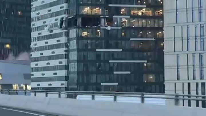 Прилёт беспилотника в Москва-Сити