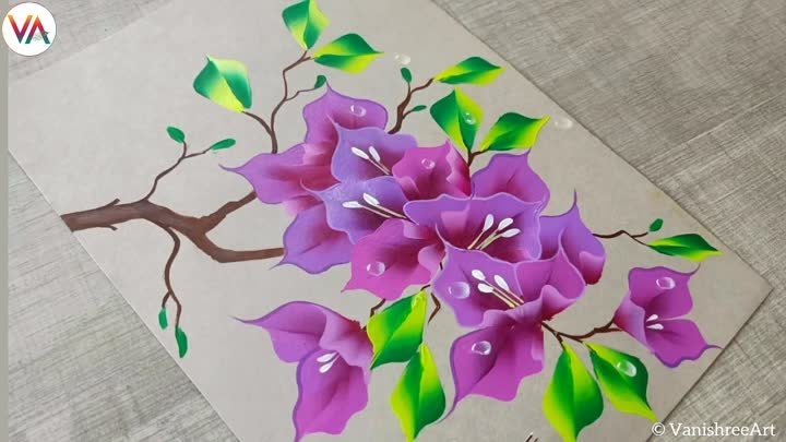 BOUGAINVILLEA Acrylic Painting Easy _ Step by Step Painting Tutorial ...