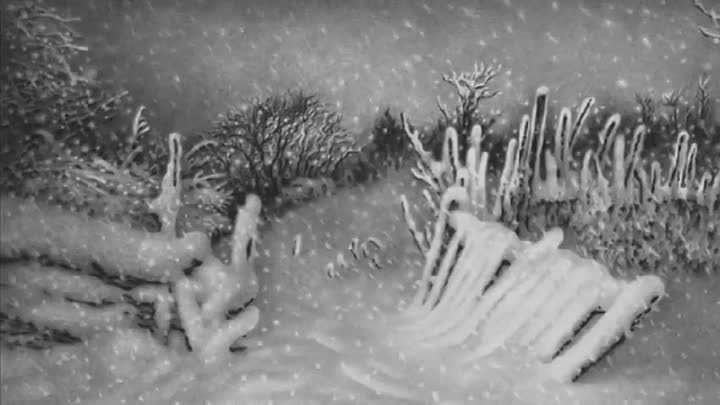 Зимние пейзажи, нарисованные простым карандашом. wmv