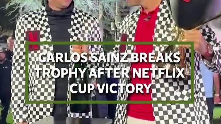 Carlos Sainz breaks trophy after Netflix Cup victory