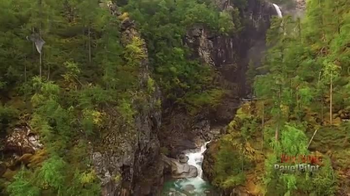 Кодар. С птичьего полета. Водопад р.Экса. DJI Fantom waterfall