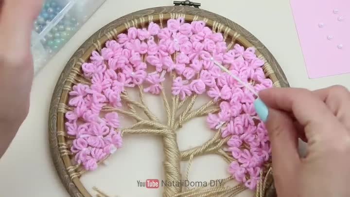 Новая Удивительная Идея! 🌸 Цветущая Сакура из Пряжи 🧶 Красивый вес ...