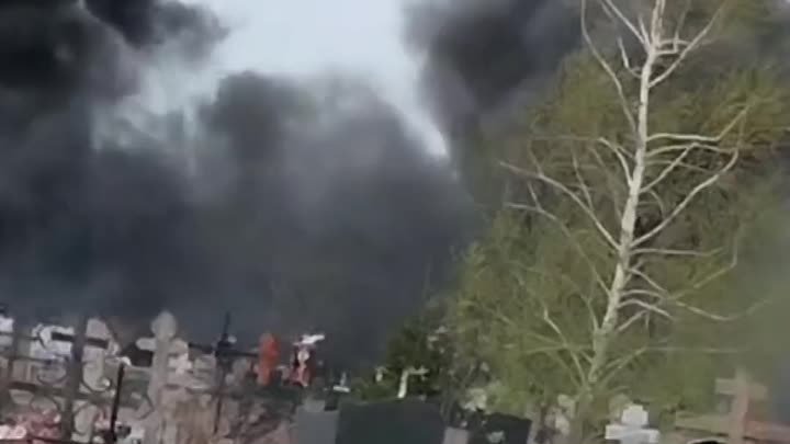 Пожар на Южном кладбище Курск