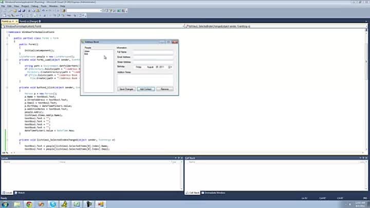 C# Beginners Tutorial - 172 - Project 4 Address Book, Updating Information and Removing People