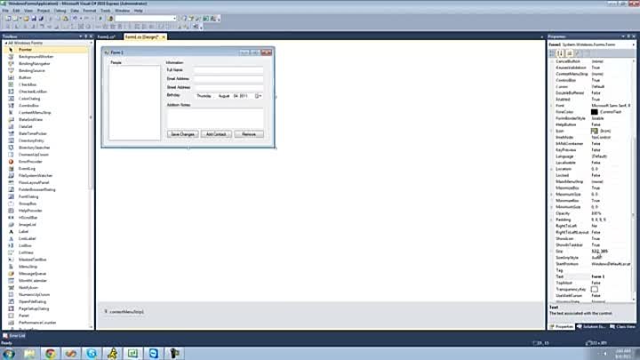 C# Beginners Tutorial - 169 - Project 4 Address Book, Making UI