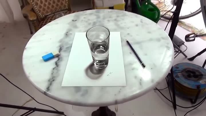 Как нарисовать стакан с водой в 3D