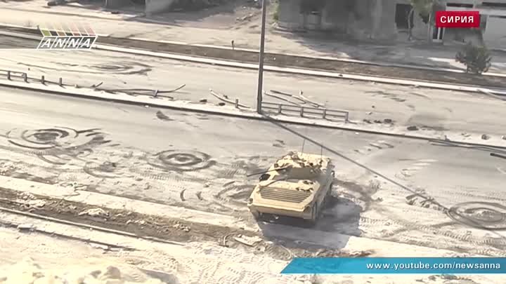 Уличные бои в Сирии. Видеокамеры на танках.