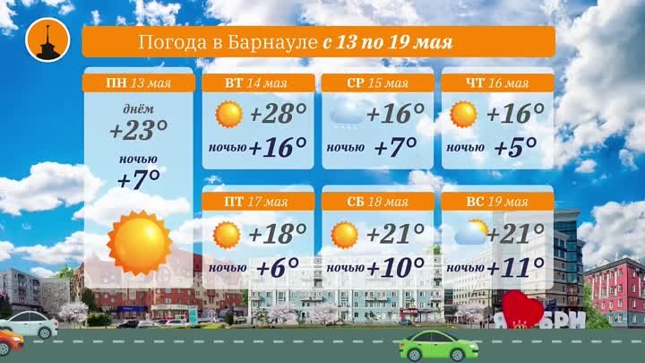 Погода в Барнауле с 13 по 19 мая