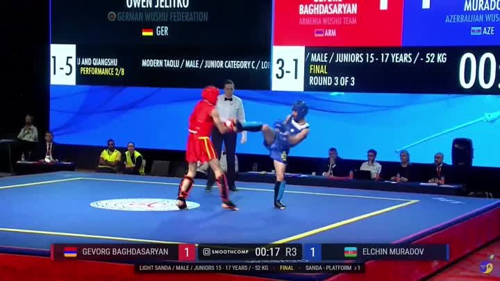 Геворг Багдасарян (52 кг) чемпион Европы по Ушу среди юниоров.