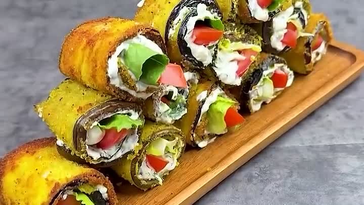 Рулетики из баклажанов: вкусная закуска🍆