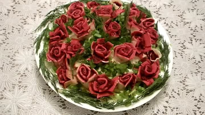 Салат сельдь  под шубой с розами рецепт