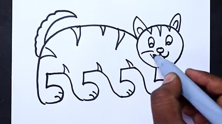 Как нарисовать котика из 5555