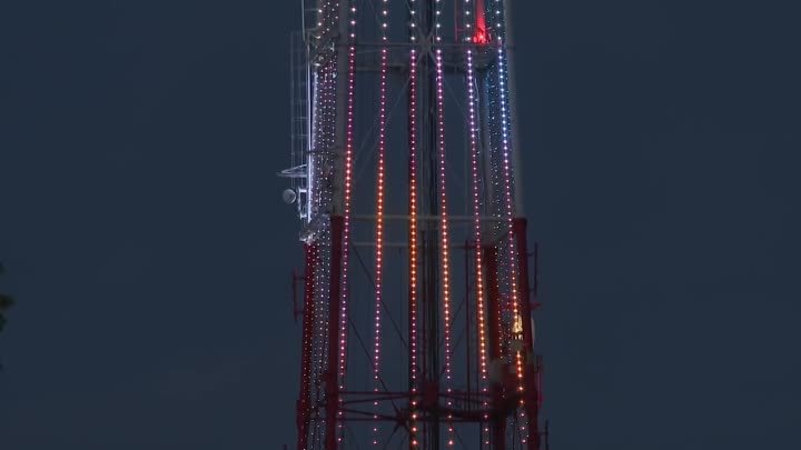 Подсветка в честь 9 Мая на башне ростовского телецентра