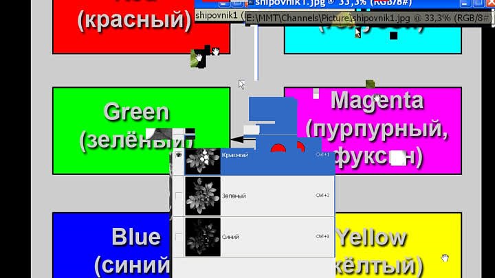 019. Цветовые каналы. Сравнение каналов в цветовых моделях RGB и CMYK