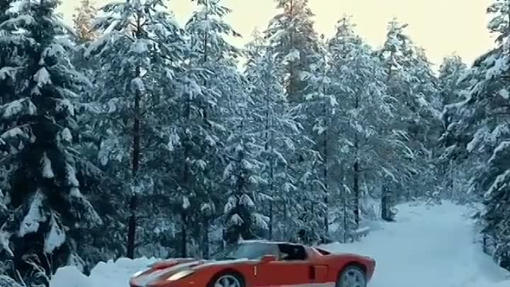 Просто Ford GT наваливает в зимнем лесу
