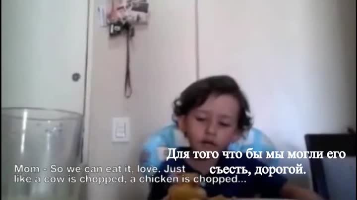 Маленький мальчик объясняет матери, почему он не хочет есть осьминога