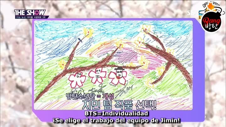 [Sub Español] [160412] BTS dibuja cerezo en The Show