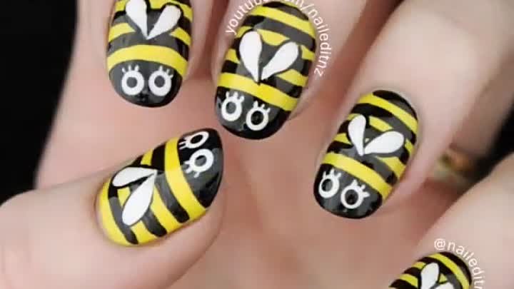 Bumblebee nails by @naileditnz
