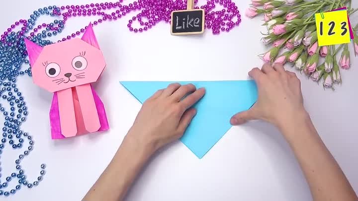 Оригами поделки из бумаги кошка для детей