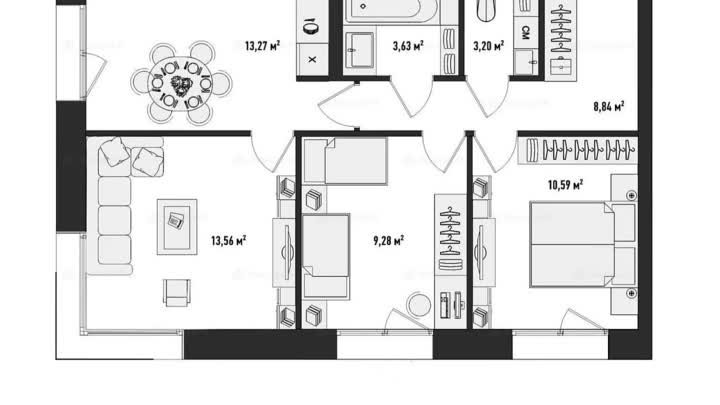 Комплекс апартаментов «Зорге 9» – планировки апартаментов в 2D