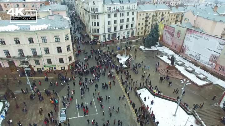 Ратуша, Центральна площа, Чернівці з висоти пташиного польоту