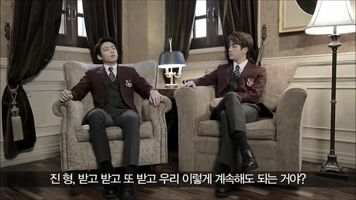 Jungkook and Jin announcing SKtelecom Event