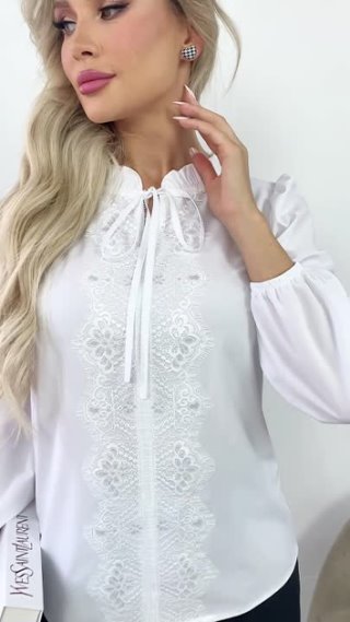 Классическая белая блуза с элегантным гипюром в тон! Остался только 54 размер из размерного ряда. Приобретайте в комментарии