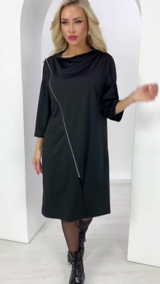 Классическое черное платье Сансара. Модель доступна для заказа в размерах 46-56. Приобретайте под видео