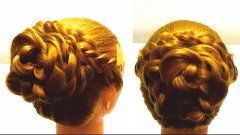 Прическа с косами на длинные средние волосы.Braided hairstyl...