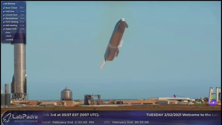 Замедленный взлет и посадка корабля Starship от SpaceX