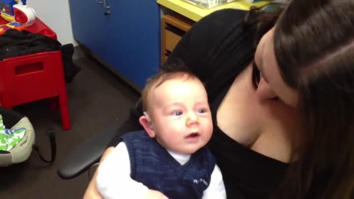 Lachlan's first hearing aids aged 7 weeks old.  Our gorgeous bab ...