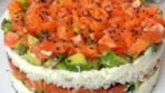 Слоёный салат в стиле  Суши ( рецепт )