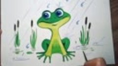   Рисуем с детьми. Просто и интересно. Лягушонок под дождём.