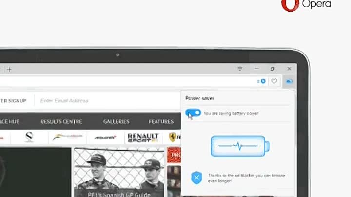 Функция экономии заряда батареи в Opera