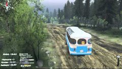 Test drive buses Soviet PAZ 672 on the road in the game Spin...