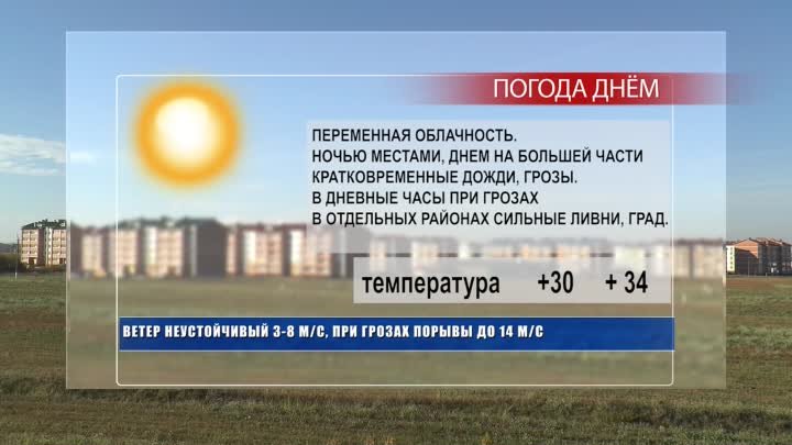 ПРОГНОЗ ПОГОДЫ НА 14.07 ЛЕПЕЛЬ