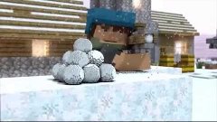 Minecraft мультфильм Игра в снежки Новый год !