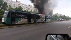 Новый трамвай загорелся на ходу  Санкт Петербург