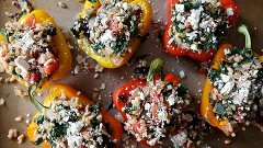 Greek Stuffed Peppers with Feta and Spinach