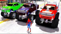 MONSTER TRUCKS STUNTS AND CRAZY SPIDERMAN - Monster Truck Fo...