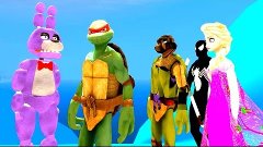 Ninja Turtles VS Frozen Spiderman Black Five Nights At Fredd...