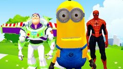 MOVIES FOR KIDS: Wheels On The Bus song minions spider man B...